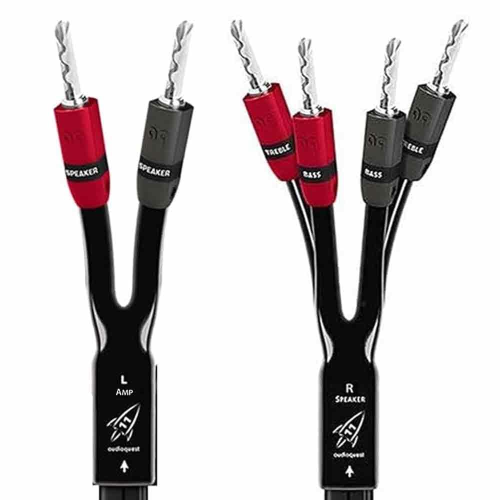 Audioquest Rocket 11 スピーカーワイヤー - 15フィート ペア - シルバー BFA - シングル BiWire