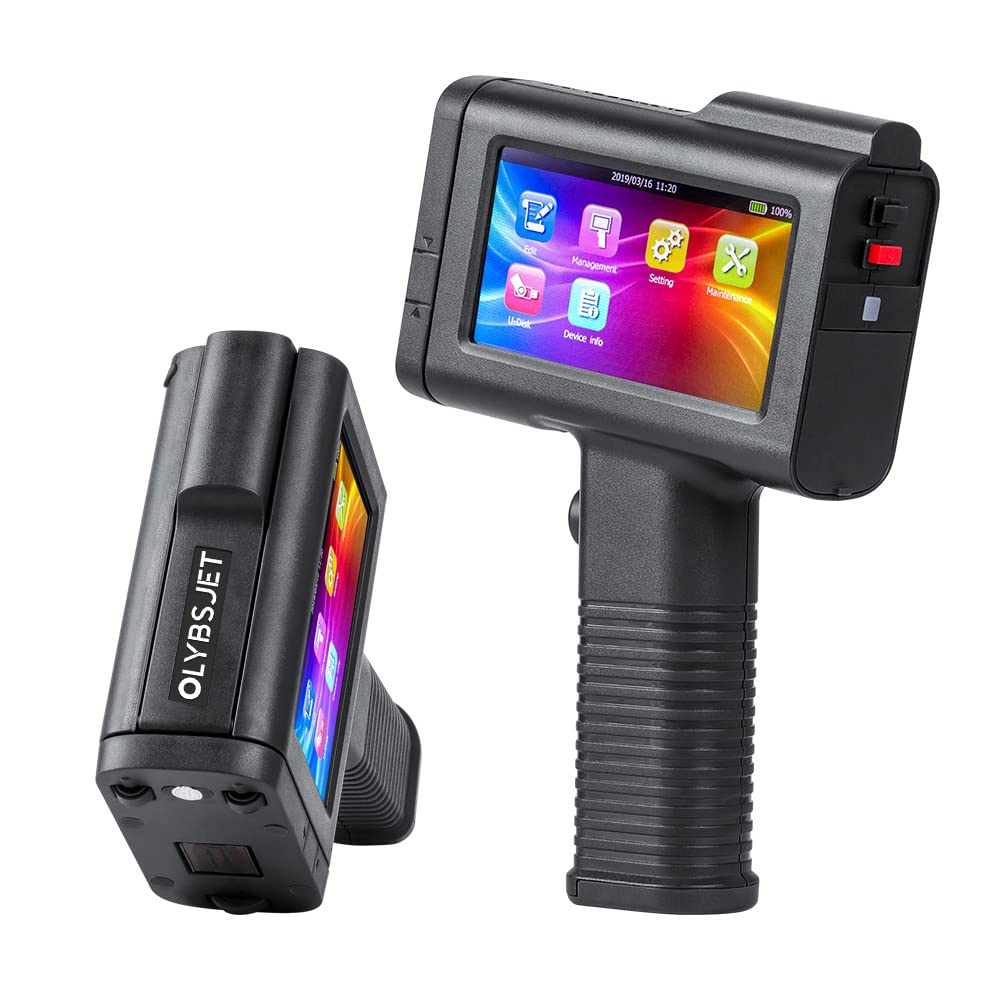 OLYBSJET ハンドヘルドインクジェットプリンタ HH6105B2 bt-2580P ブラック & LEDタッチスクリーン コ..