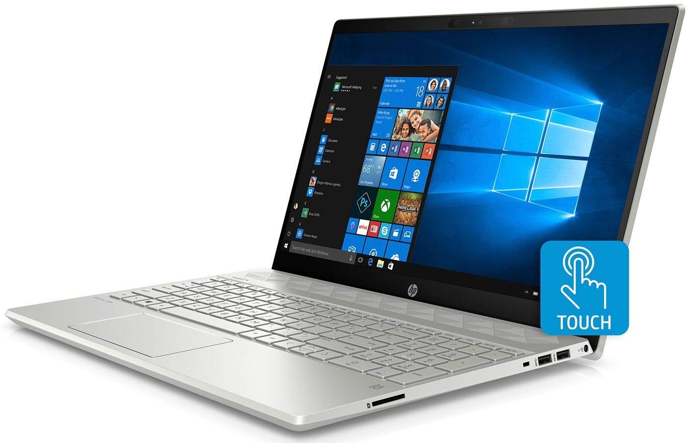 2019 HP Pavilion Flagship 15.6 Full HD IPS Touchscreen Laptop Intel Quad Core i7-8550U 12GB DDR4 Memory 256GB SSD Boot + 1TB HDD USB-C Bluetooth WiFi Backlit Keyboard Windows 10 Silver