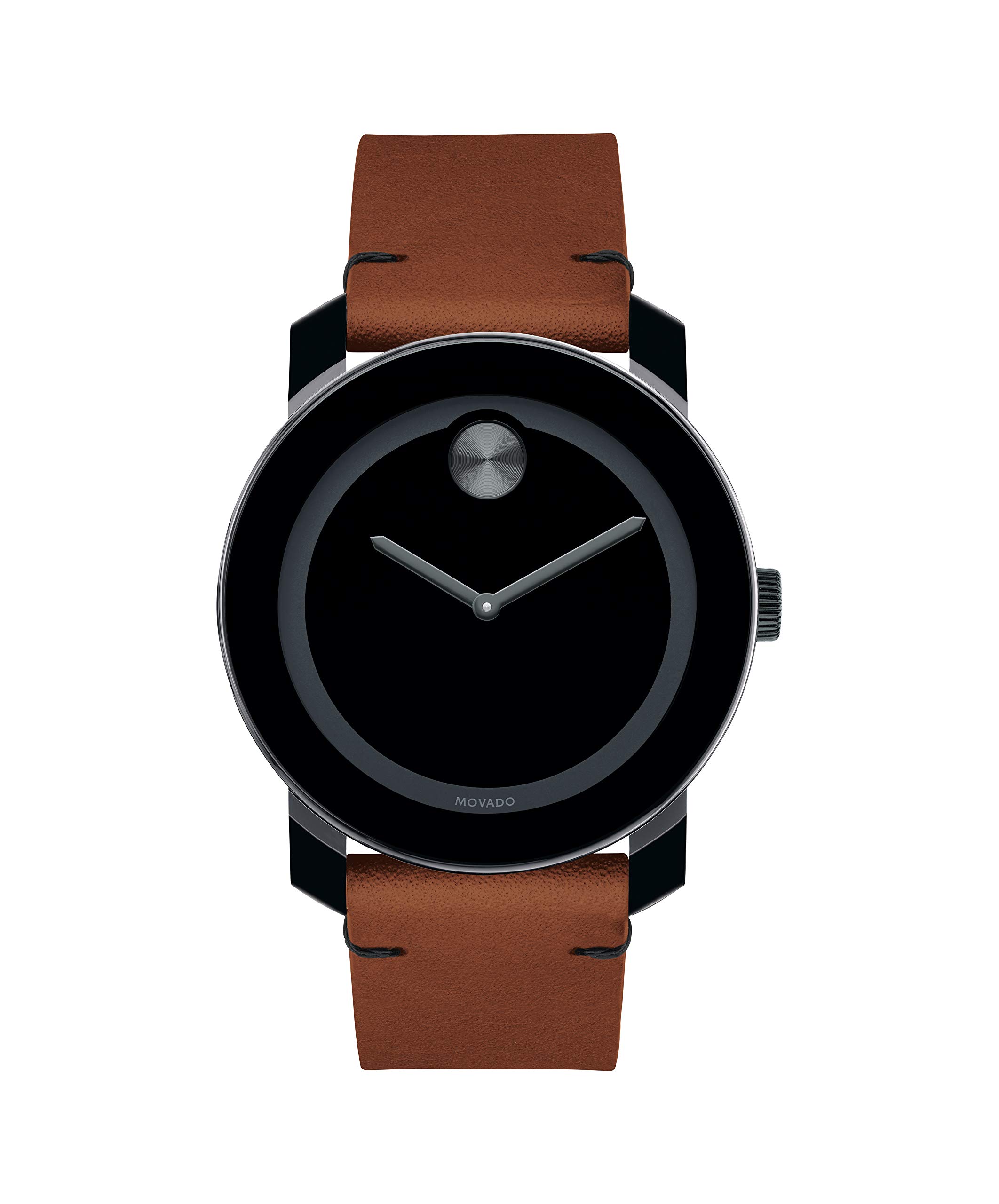 Movado Bold(モバド) ステンレスケース ブラックダイヤル コニャックレザーストラップセット メンズ 36..