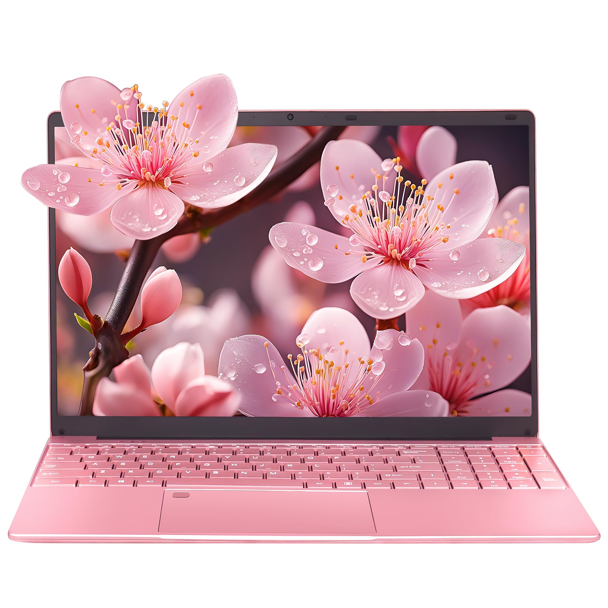 【8GB/Office 2019】15.6インチ FHD 大画面高性能 ノートパソコン 高速 Celon J3455 8G RAM 256GB SSD 発光キーボード/USB 3.0/HDMI/Win10 PC パソコン ワイヤレスマウス (64G+180G、ローズゴールド)