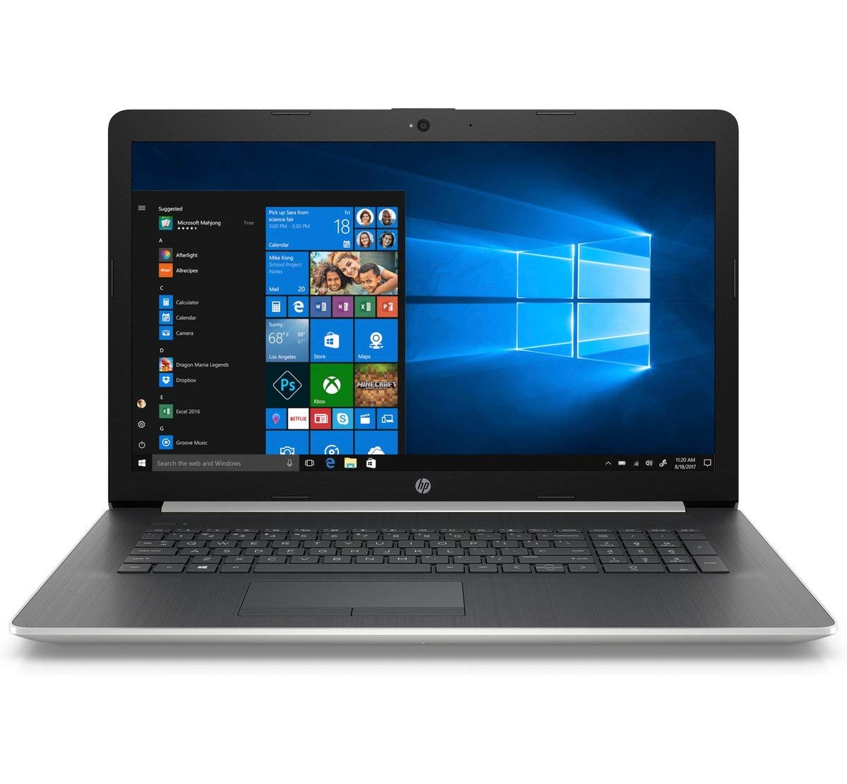 2019 HP 17.3 Notebook Laptop Silver Intel i7-8550U Processor 20GB Memory: 16GB Intel Optane + 4GB RAM 1TB SSD Solid State Disk Manufacturing Warranty Bluetooth HDMI