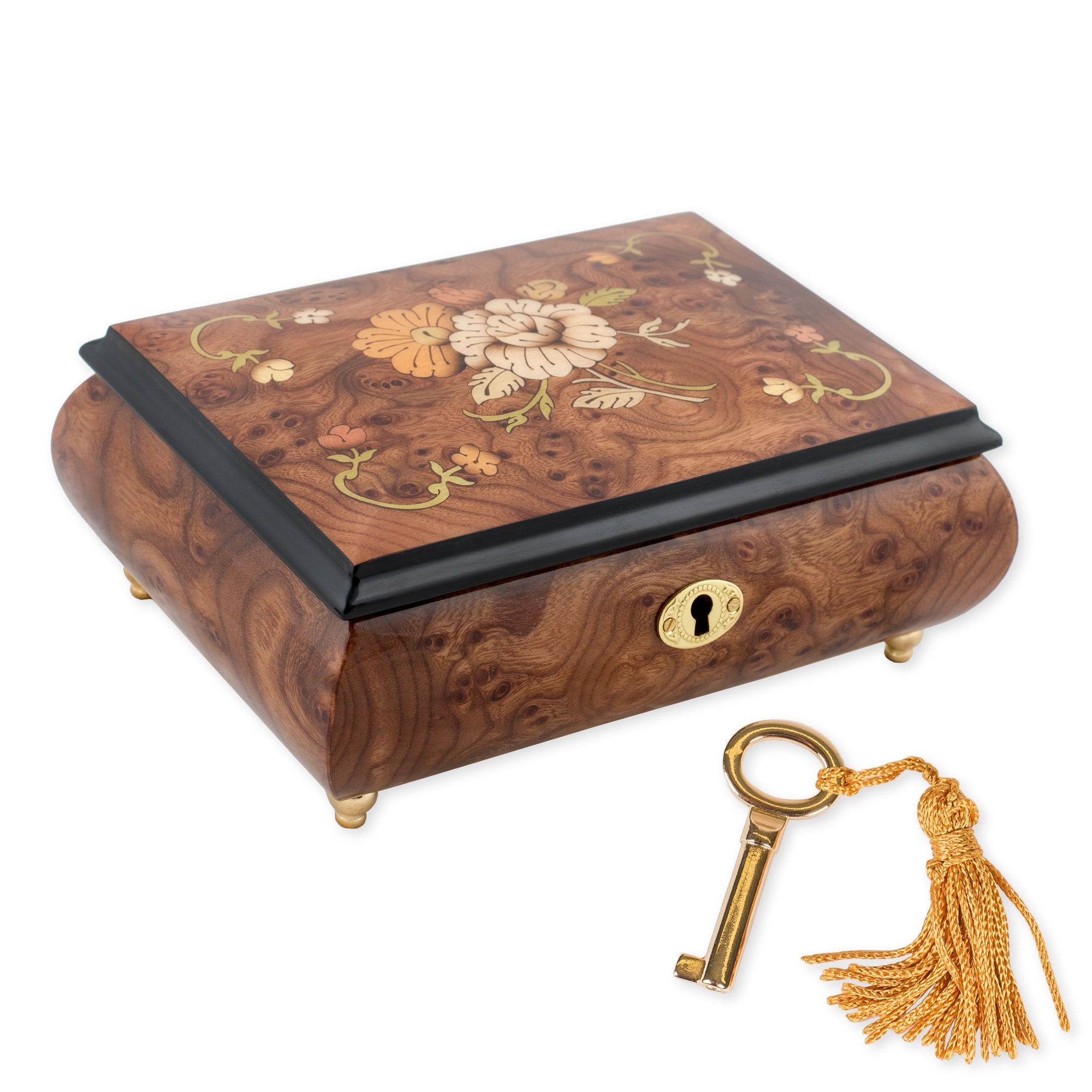 フローラル イタリア 手作り 象眼細工の木製ジュエリー オルゴール Rapsodie sur un テーマ