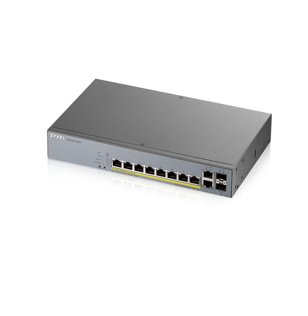 Hewlett Packard - ZyXEL 8-Port Gigabit 130W High Powered Poe+ Smart Managed IP and CCTV Surveillance Switch (Gs1350-12HP)