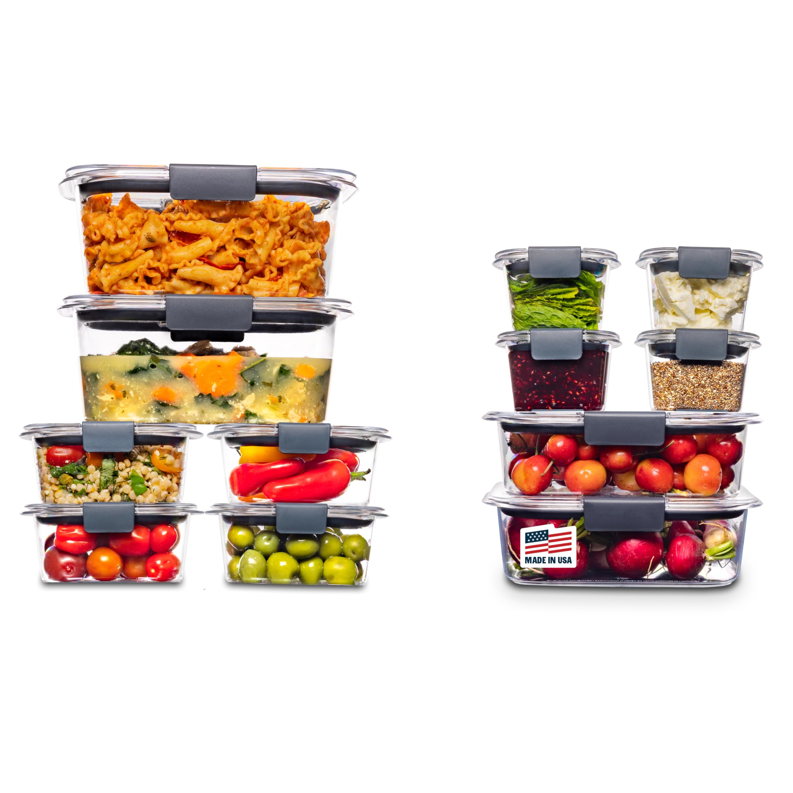 Rubbermaid (ラバーメイド) 2108377 ブリリアンスストレージ 食品保存容器 プラスチック蓋 14個セット ビスフェノールA不使用