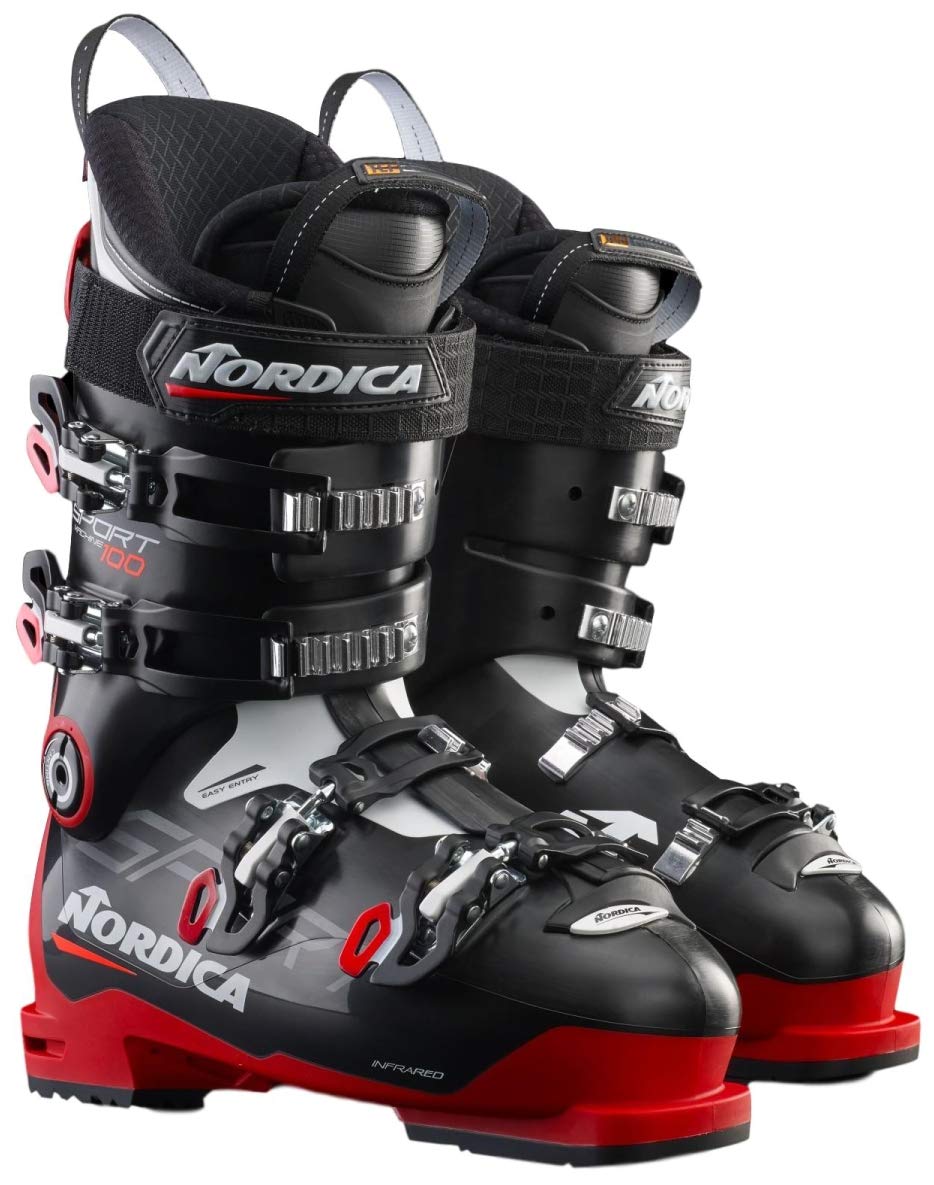 Nordica メンズ スポーツマシン 100 ブーツ、色:ブラック/レッド/ホワイト、サイズ:28.5 (050R3001N44-28.5)