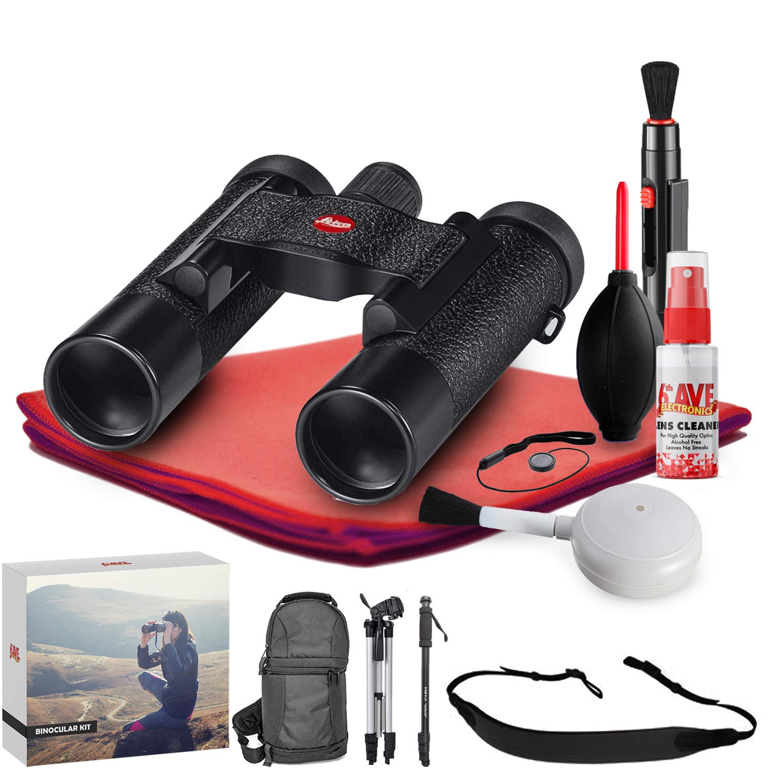 Leica 10x25 Ultravid Blackline 双眼鏡 (ブラックにブラックレザー) - 屋外専用双眼鏡キット