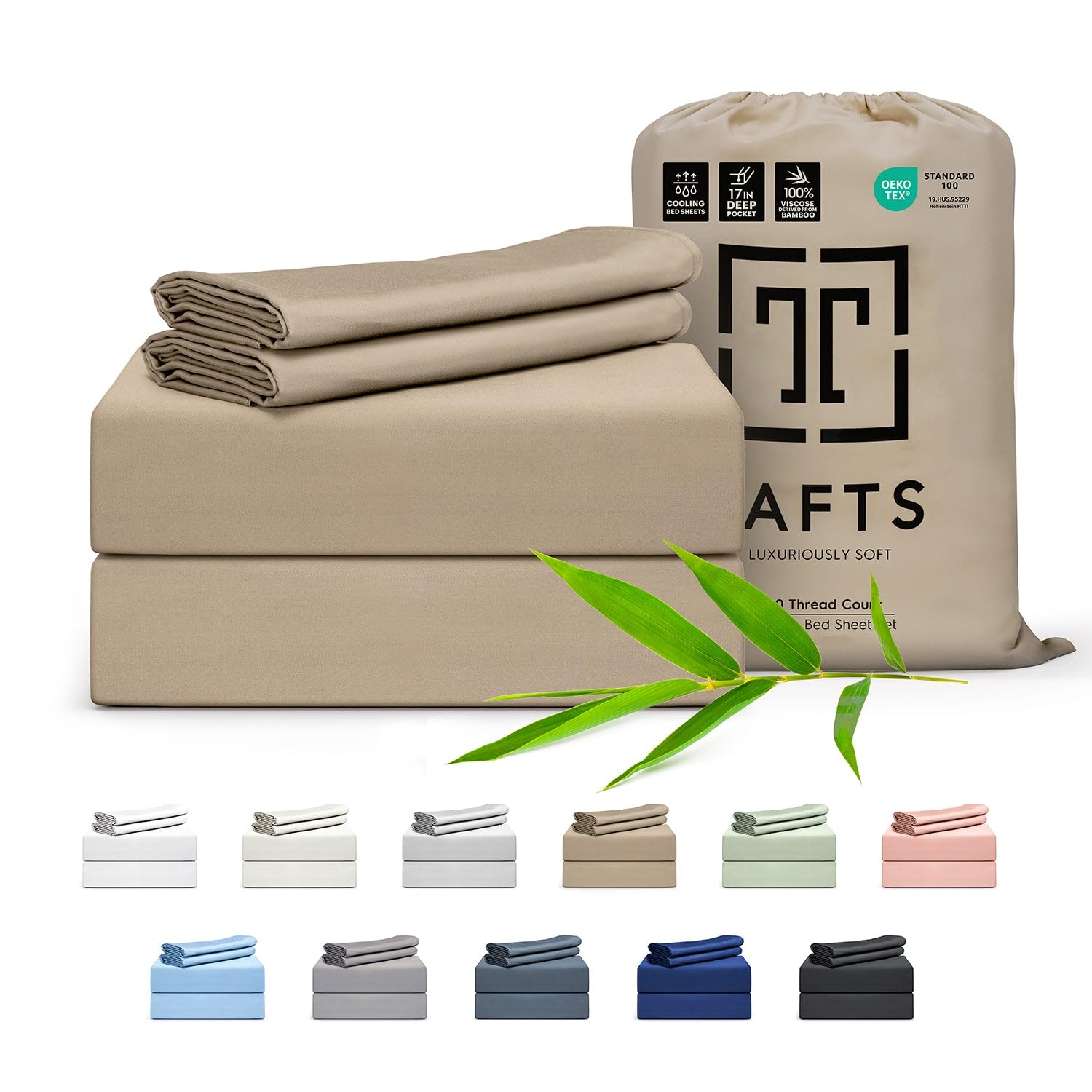 Tafts クイーンシーツセット、竹由来