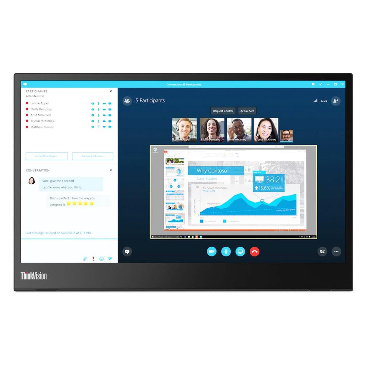 Lenovo ThinkVision M14 14 Full HD 1920x1080 IPS Monitor - 300 Nit 6ms 2xUSB Type-C Ports Widescreen Backlit LED LCD Mobile Portable Display Raven Black