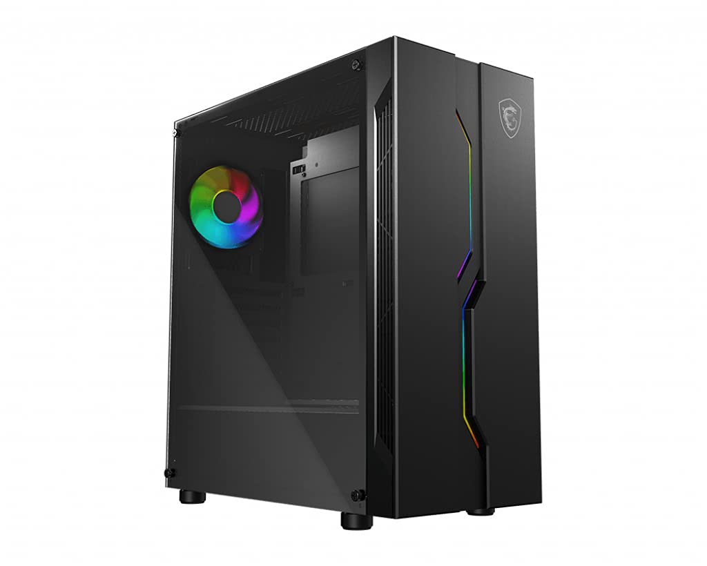 MSI MAG VAMPIRIC 010X ミッドタワー ゲーミングコンピュータケース ブラック 1x120mm ARGBファン Mystic Light Sync MSI ARGBハブ オンボードライティングコントローラー付き 強化ガラスパネル ATX MATX Mini-ITX 306-7G08X11-809。