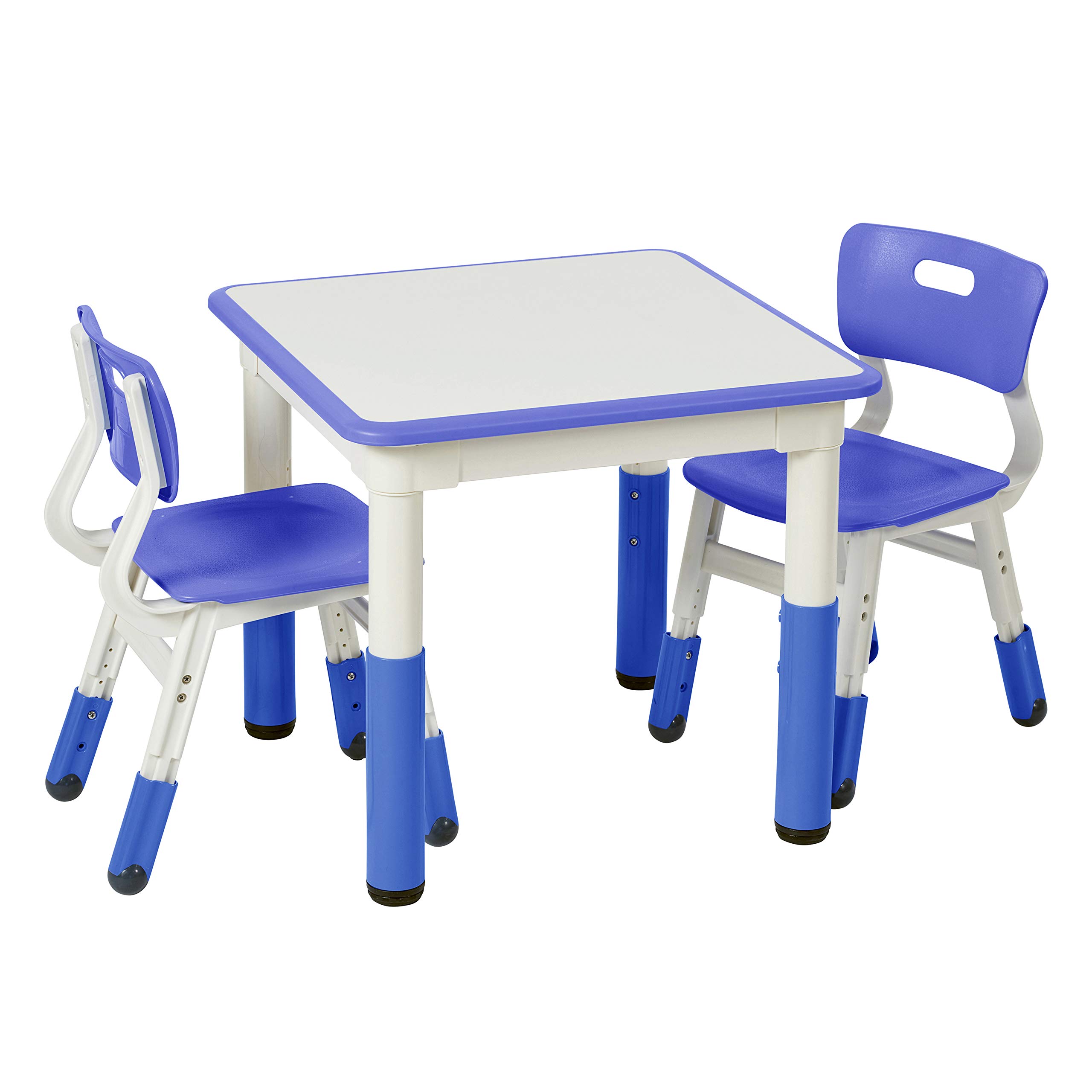 ECR4Kids ドライイレース 正方形 アクティビティテーブル 椅子2脚付き 調節可能 子供用家具 ブルー