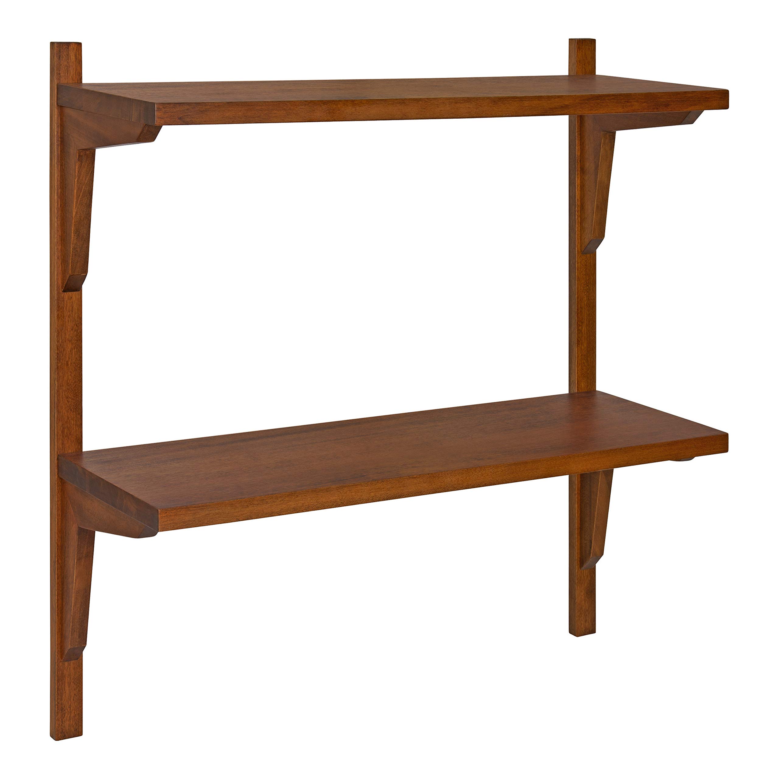 Kate and Laurel Meridien Mid-Century Wall Shelves 24 x 8 x 24 Walnut Transitional Wall Decor and..
