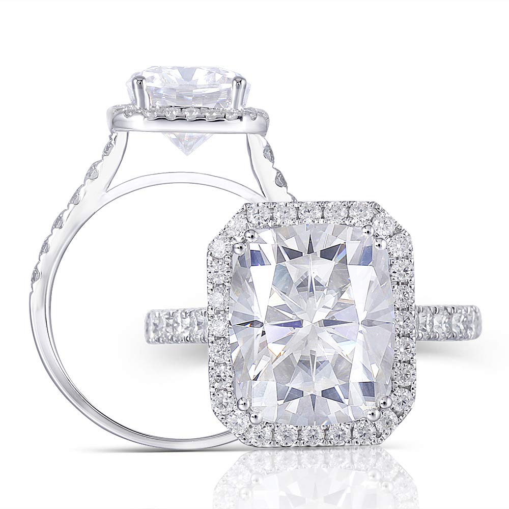 DovEggs ソリッド 14K ホワイトゴールド センター 5ct 9x11mm G-H-I カラー 2mm バンド幅 カテドラルセ..