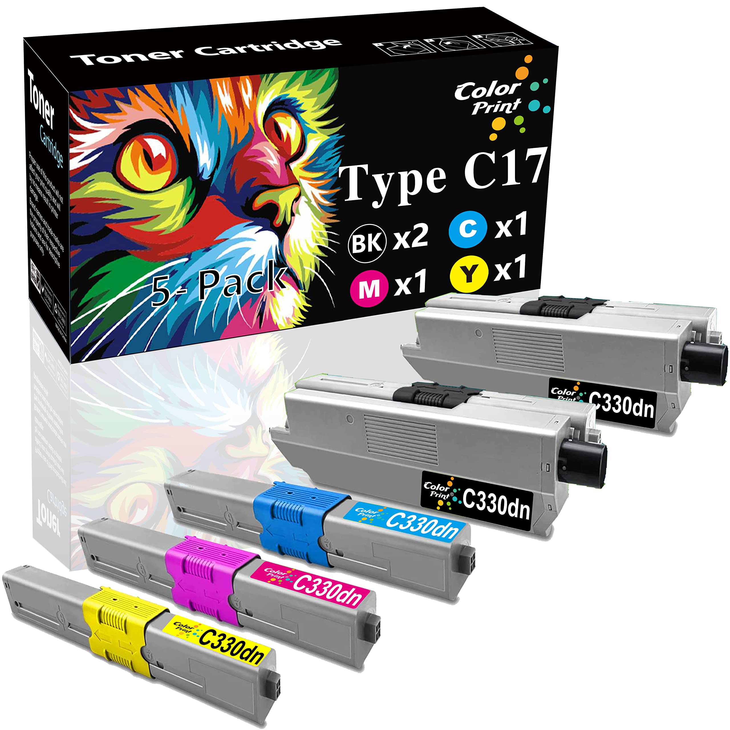 ColorPrint 互換トナーカートリッジ OKIタイプC17 C330用 C330 C510DN C510DN C510 C331DN C530DN C531DN MC361 MC362W MC561 MC562W MC890 MC950 950プリンター。