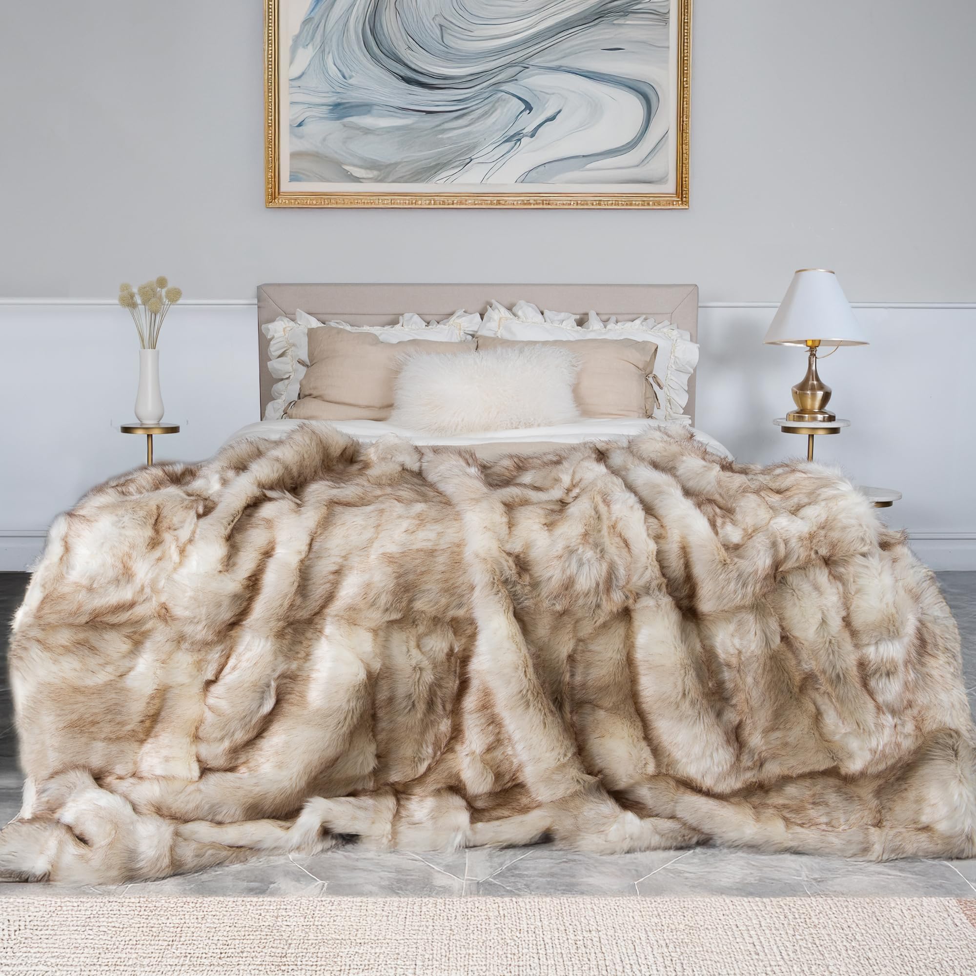 Best Home Fashion 厚手 スーパーソフト 高級フェイクファー スローブランケット 58W X 84L イエロー