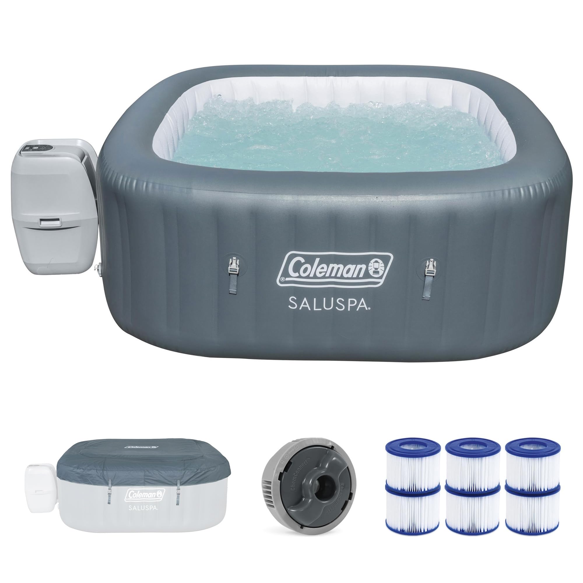 Coleman SaluSpa ハワイ エアジェット 空気注入式ホットタブスパ バブルジェット140個付き タイプVIフィルターカートリッジ 12個パック 71インチ x 71インチ x 28インチ