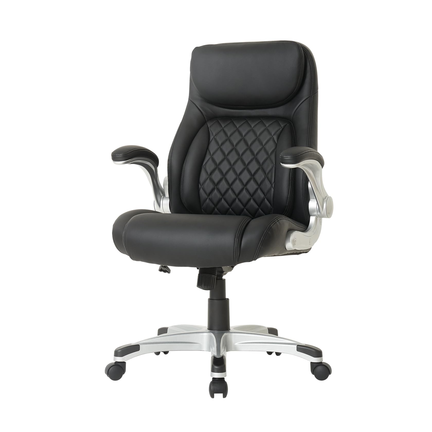 Nouhaus +Posture エルゴノミック PUレザー オフィスチェア.Click5 ランバーサポート フリップアジャストアームレスト付き モダン エグゼクティブチェアとコンピュータデスクチェア (ブラック)