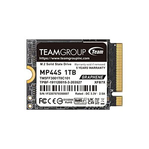 TEAMGROUP MP44S ハイパフォーマンス SSD 1TB SLC キャッシュ Gen 4x4 M.2 2230 PCIe 4.0 NVMe, Steamデッキ対応 ASUS ROG Ally, Mini PC(R/W速度最大5,000/3,500MB/s) TM5FF3001T0C101