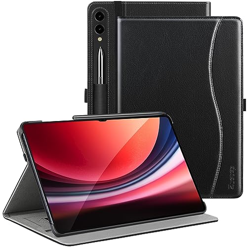 Samsung Galaxy Tab S8 Ultra 14.6インチケース2022用ZtotopCases、プレミアムPUレザーカバー、Sペンホルダー、フロントポケット&複数の角度付き Galaxy S8 Ultra Tablet SM-X900/X906用、ブラック