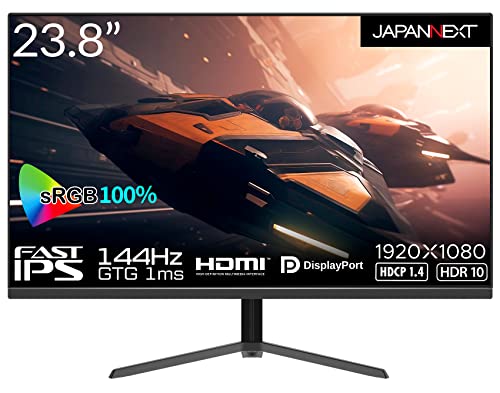 JAPANNEXT 23.8インチ Fast IPS フルHD(1920x1080)ゲーミングモニター JN-238Gi144FHDR GTG 1ms 144Hz リフレッシュレート対応 HDMI DP sRGB100%