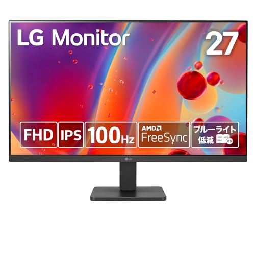27MR400-B 27インチ LG モニター/アンチグレア/IPS/1920×1080/100Hz/5ms（GTG）/FreeSync™/DAS/ブラックスタビライザー/D-sub/HDMI/チルト調整対応