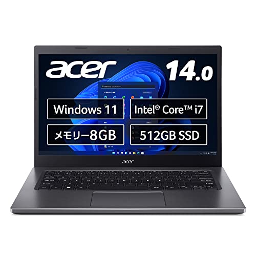 Acer ノートパソコン Aspire 5 A514-55-N78Y Windows 11 Home Intel Core i7 8GB 512GB SSD 14インチ フルHD IPS非光沢パネル デュアルファンシステム Wi-Fi 6E対応 スチールグレイ