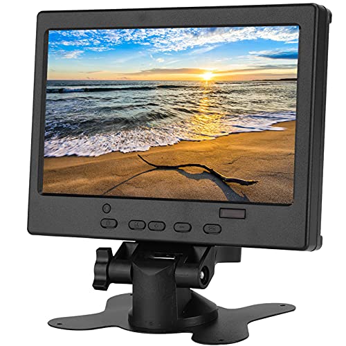 7インチTFTLCDモニター、16：9 800：1 1024x600250cd /m²LEDバックライトワイドスクリーン1080PHDモニター、スタンド付き、HDMI/VGA/AVをサポート、Raspberry Pi/カーディスプレイ/CCTV用(US)
