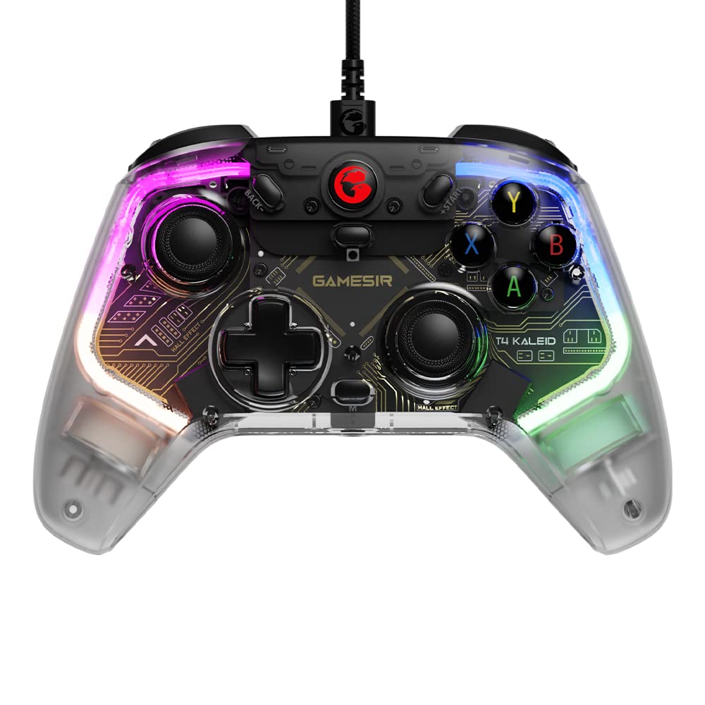 GameSir T4 Kaleid PC コントローラー Switch/Android TV Box/Windows 10/11用 有線ゲームコントローラー ホールエフェクトスティック/アナログトリガー 6軸ジャイロ搭載 3.5mm オーディオジャック 2つのバックボタン付きゲームパッド