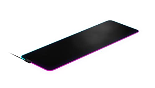 SteelSeries ゲーミングマウスパッド 2ゾーン RGB イルミネーション 9cm×30cm×0.4cm QcK Prism Cloth XL ブラック