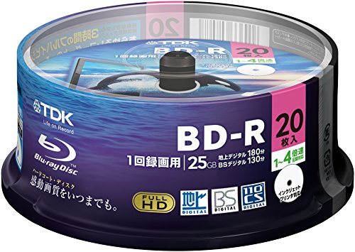 TDK 録画用ブルーレイディスク BD-R 1回録画用 25GB 1-4倍速 20枚スピンドル BRV25LPWB20PA