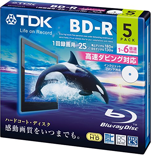 TDK Ͽѥ֥롼쥤ǥ BD-R 25GB 1-6® ۥ磻ȥ磻ɥץ󥿥֥ 5ѥå 5mmॱ BRV25PW...