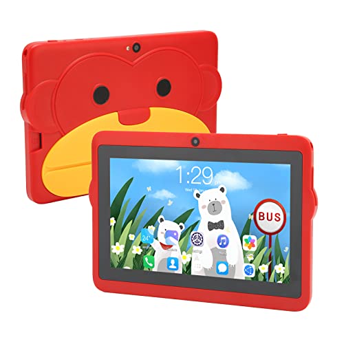 キッズタブレット7インチ、5G WIFIデュアルバンドAndroid 10幼児用タブレット、8コアCPU 2GB 32GB子供用タブレット、デュアルカメラ内蔵共通APP、5000mAhバッテリー、フロント200Wリア500W(赤)のサムネイル