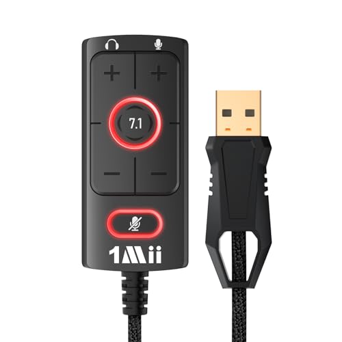 1Mii USBサウンドカード USB - 3.5mmジャックオーディオアダプター - バーチャル7.1サラウンドサウンド - PS4/PC/MAC/ステレオヘッドセットに対応 外部サウンドカード ドライバー不要 プラグアンドプレイオーディオアップグレード