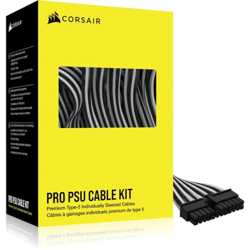 CORSAIR Premium Individually Sleeved DC Cable Proキット Type 5（第5世代） ブラック/ホワイト CP-8920294