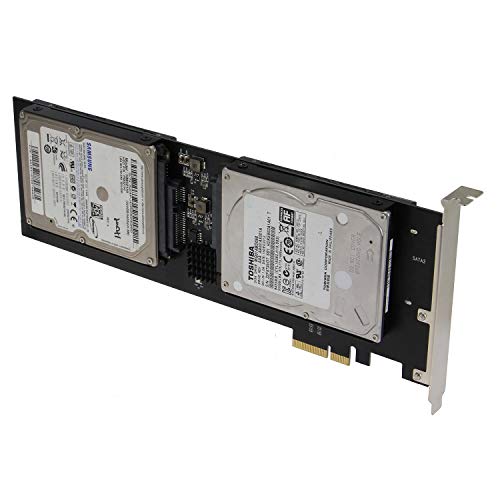 Sedna - PCIe 4X - Quad 2.5インチ SATA SSD RAIDコントローラーカード (RAID 0/1/10) Marvell HyperDuoテクノロジー (内蔵電源回路、SATA電源コネクタ不要) (SSD/HDDは別売り)