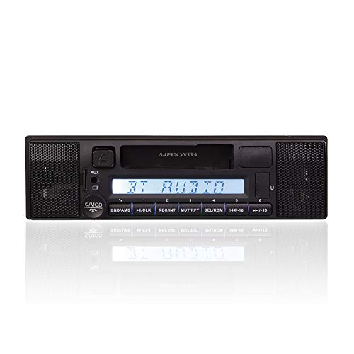 MAXWIN(マックスウィン) カセットデッキ 車載 Bluetooth 1DIN オーディオプレーヤー カセット 録音機能 カセットテープ デジタル化 ブルートゥース 軽トラ 音楽 プレーヤー スピーカー内蔵 ウーファー AM FM ラジオ 車載 USB microSD RCA 1DINSP005