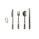 S 039 more(スモア) Titanium Cutlery Set キャンプ カトラリー 4点セット アウトドア ナイフ フォーク スプーン お箸 チタン キャンプカトラリー ピクニック バーベキュー 携帯用 食器