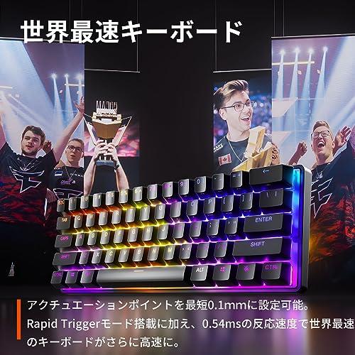 SteelSeries ゲーミングキーボード ミニサイズ Apex Pro Mini Wireless US 無線 ワイヤレス 英語配列 Quantum 2.0ワイヤレス接続 OmniPointスイッチ 2-in-1アクションキー 搭載 64842 ブラック