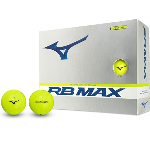 MIZUNO(ミズノ) ゴルフボール RB MAX イエロー 1ダース 12個入り ディスタンスタイプ ヘッドスピード全領域対応 非常にソフトなフィーリング 3ピース構造 アクシアルフローディンプル搭載 5NJBT733