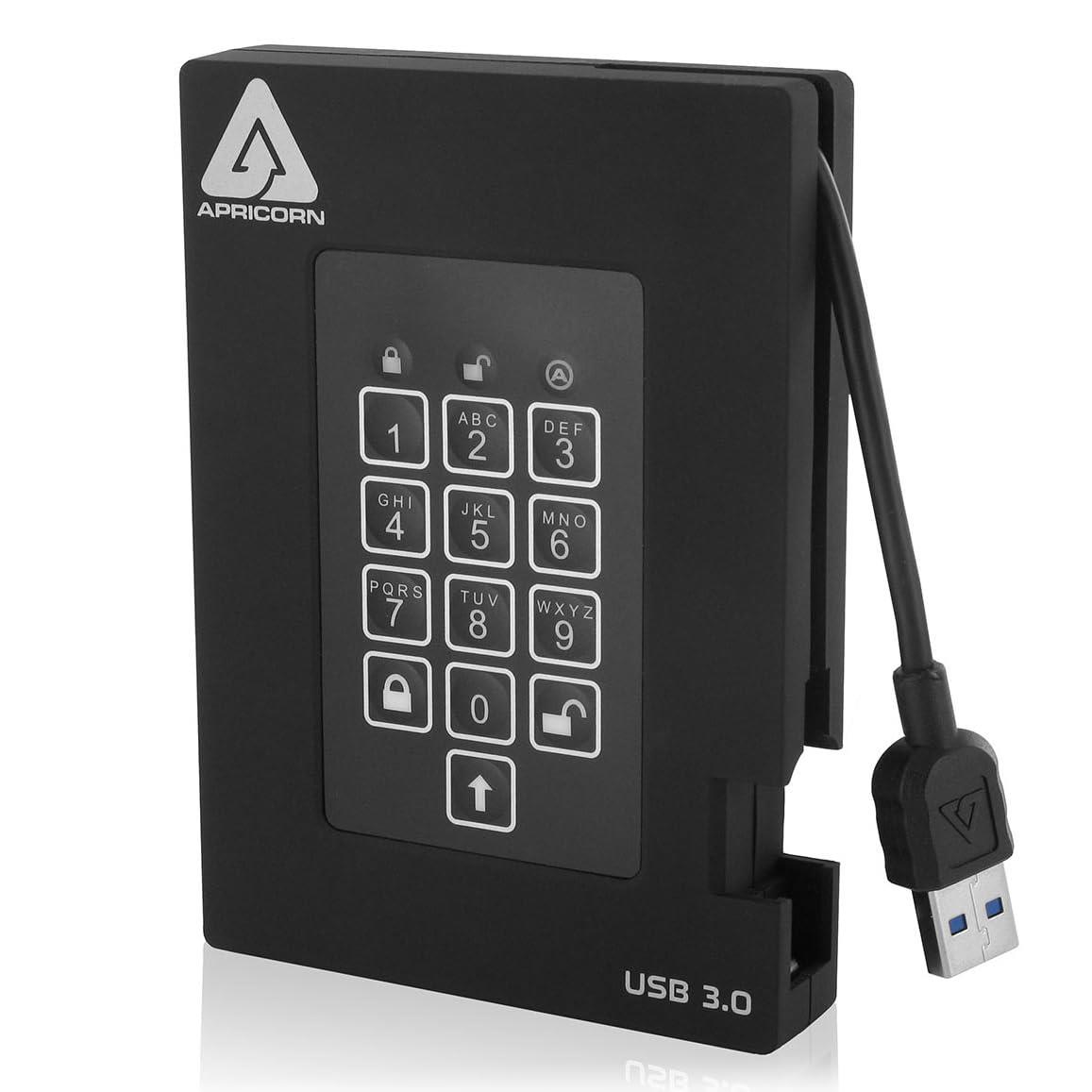 Apricorn Aegis Padlock Fortress USB3.0 Solid State Drive A25-3PL256-S1000F (R2) ポータブルSSD 1TB HD2130