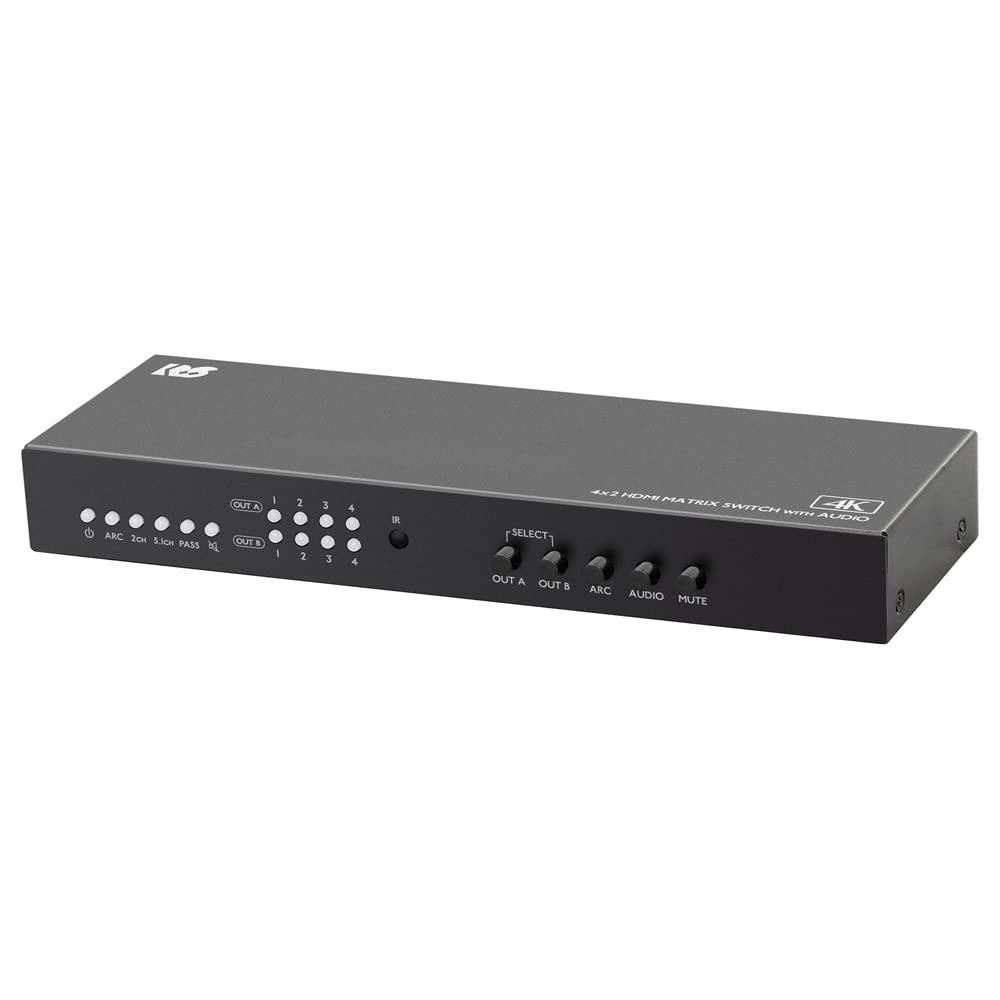 HDMI機器を切替 分配できる4K HDR 音声分離 対応 マトリクススイッチ RS-HDSW42A-4KZ 音声分離 5.1ch Dolby Atmos DTS