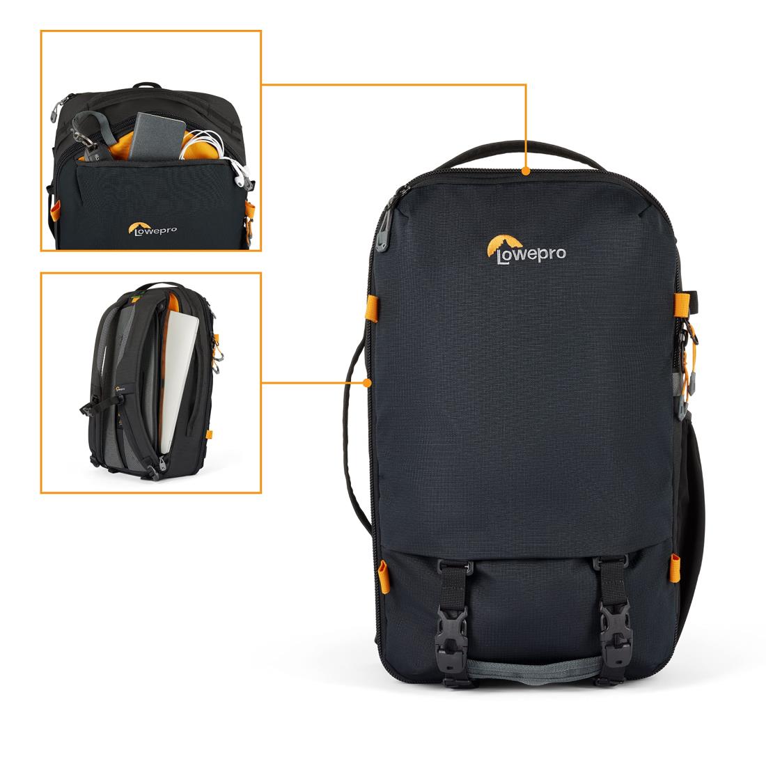 ロープロ(Lowepro) カメラリュック トレッカーライト BP 150 AW GRL ブラック カメラバックパック 12.6L 13インチノートPC収納可 アウトドア グリーンライン サステナブル素材 ミラーレスカメラ LP37459-PWW