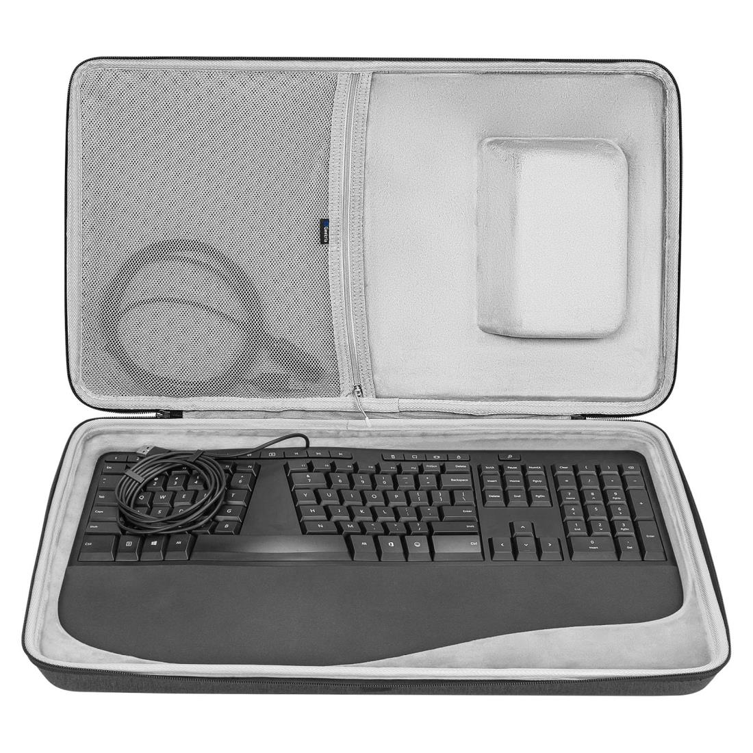 Geekria ハードシェル トラベル キャリー キーボード ケース、マイクロソフト Microsoft Ergonomic/Ergonomic Desktop/ 3ra00022 Keyboard (LXM-00004)、エルゴノミクス キーボードとマウスのコンボ ケース (ダーク グレー)
