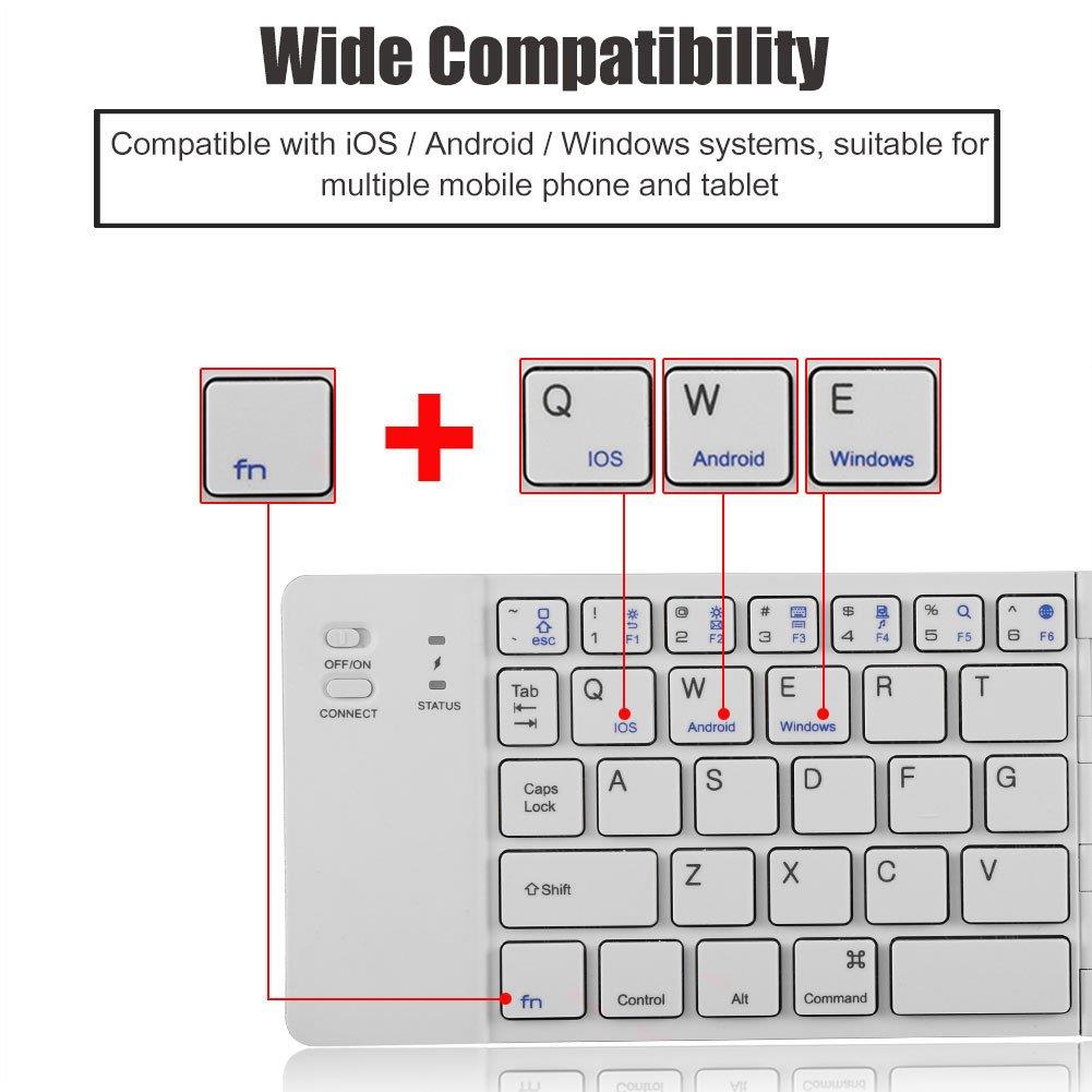 ワイヤレスキーボード Acouto 折りたたみ式 無線キーボード 折れない 超薄型 携帯便利 人間工学 iOS/Android/Windows用 ミニキーボード