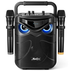 Moukey ワイヤレスマイク スピーカーセット PAセット 軽量 6.5インチサブウーファー Bluetooth対応 充電式 UHFマイク2本 録音MP3/USB/TF ポータブルスピーカー 屋内 家庭用 カラオケ 街頭スピーチ 会議 学校行事に最適 MPS3