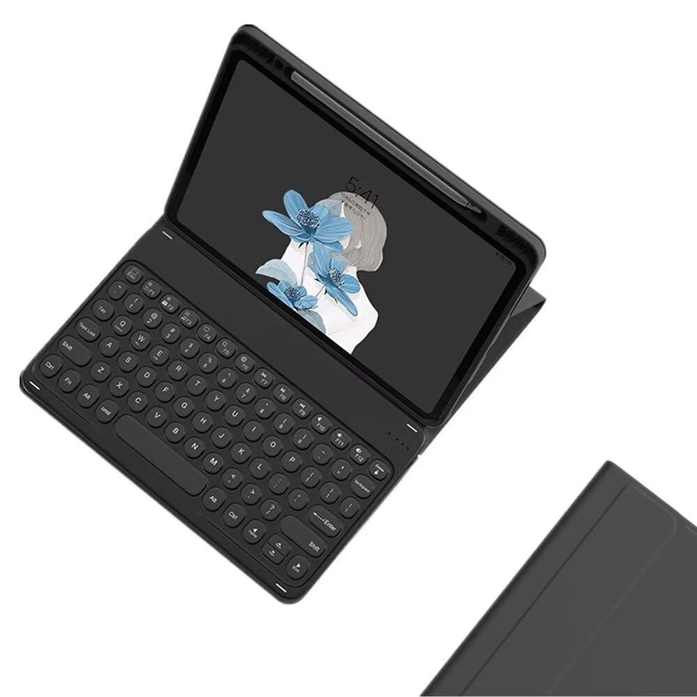 iPad Pro 13 2024 キーボード ケース Apple Pencil 収納 仕事 アイパッド プロ 2024 13インチ （M4） ケース 分離式 Bluetoothワイヤレス キーボード スタンド機能 手帳型 かわいい 丸いキー，黒