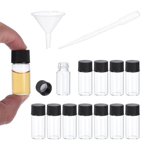 PATIKIL 5ml クリアガラスボトル 500個パック サンプルボトル スクリューキャップ付き しやくメディアボトル 10本 ドロッパーと5本 漏れ防止液体ボトル ラボラトリー用