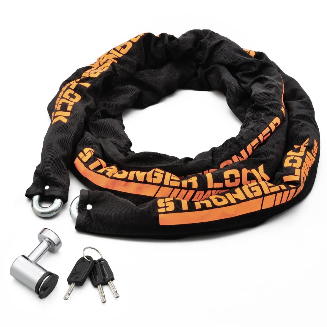 デイトナ(Daytona) バイク用 バイクロック 42mm幅チェーン φ12mmスチール合金製 LEDライト付き鍵 ストロンガーチェーンロック 3.0m 31239