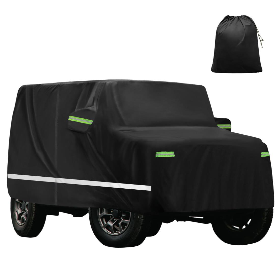 X AUTOHAUX 【ジムニーに対応 JB64W/JB74W専用】385x148 x160cm 軽自動車カバー ボディカバー 雹対策 車 カバー 【台風対策】防風ロープ付き 裏起毛 梅雨対策 防炎 防塵 雪/強風/黄砂対策 撥水性 運転席側ファスナー 夜間安全警告 耐久性 着脱気軽 車 保護カバー 収納袋付属