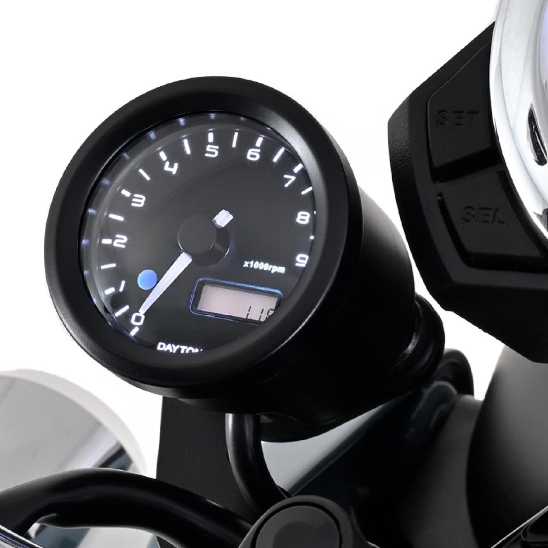 デイトナ(Daytona) VELONA(ヴェローナ) バイク用 電気式 タコメーター ダックス125(23)専用 ブラックボディ/3色LED φ48 9000rpm表示 27507